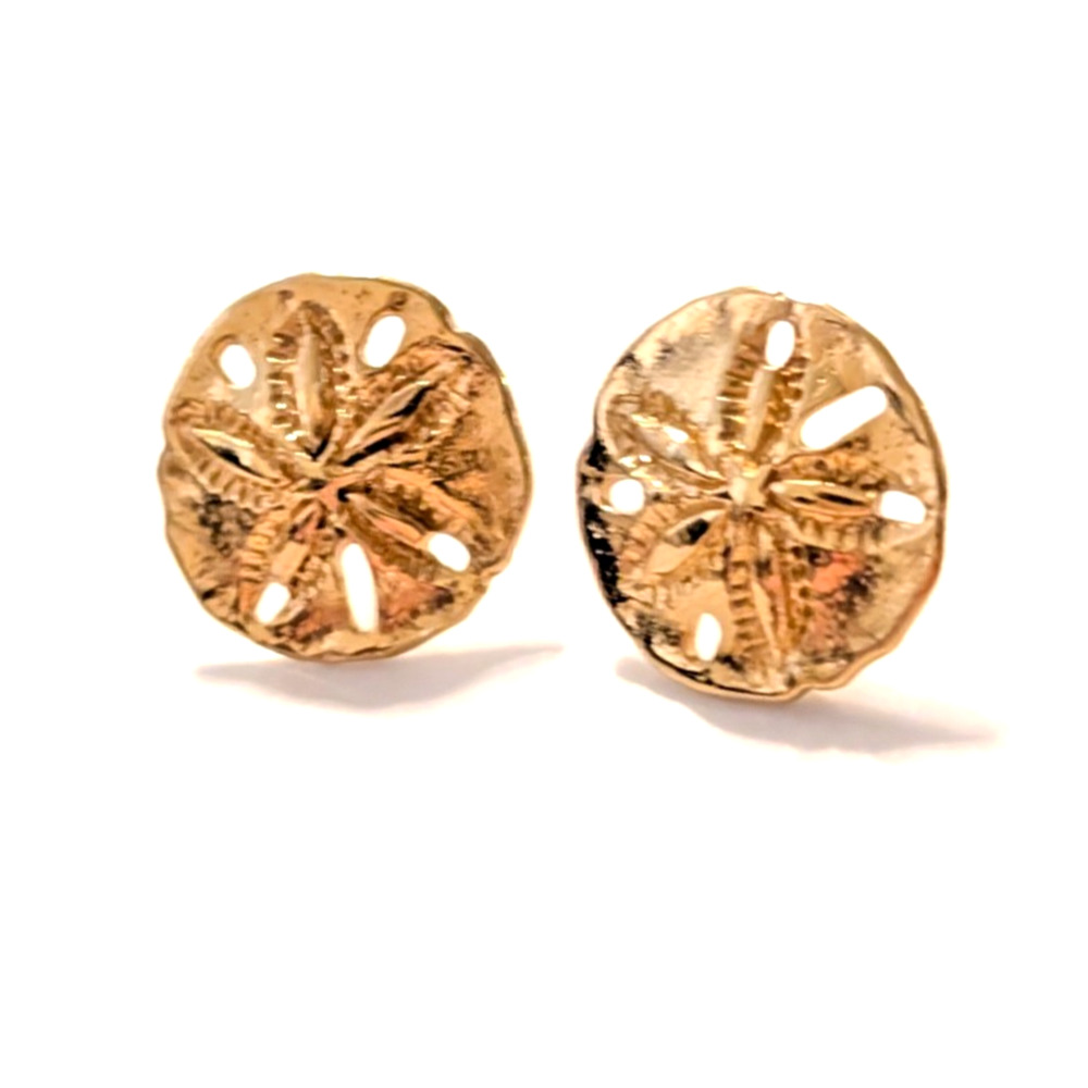 Vintage Napier Pierced Earrings Sand Dollars Gold Tone, Beach Jewelry .75" gp-86 - Picture 2 of 5